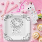 Assiettes En Carton Mono cercle ligne feuille art monogramme mariage (Fête)