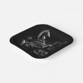 Assiettes En Carton Monochrom d'échecs dramatique (Angulaire)