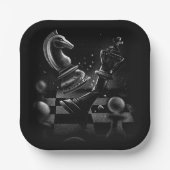 Assiettes En Carton Monochrom d'échecs dramatique (Recto)