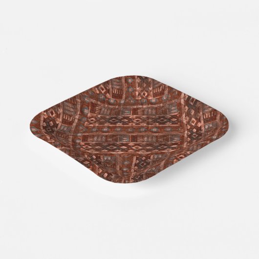 Assiettes En Carton Monochrome beige brown ethnic pattern. (Angulaire)