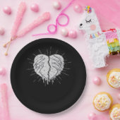 Assiettes En Carton Monochrome Squelette Main Avec Coeur Classique (Fête)