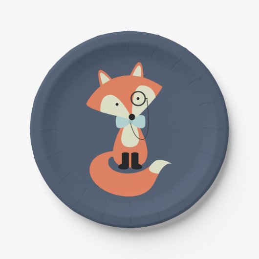Assiettes En Carton Monocle Hipster Red Fox (Devant)