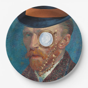 Assiettes En Carton Monocle Van Gogh En Haut Chapeau Plaques Papier 9"