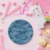 Assiettes En Carton Monocolore bleu acier Camo (Fête)