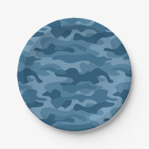 Assiettes En Carton Monocolore bleu acier Camo
