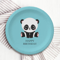 Monogram Cute Panda Personnalisé Bubble Gum Bleu