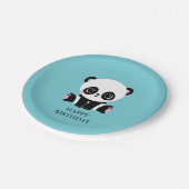 Assiettes En Carton Monogram Cute Panda Personnalisé Bubble Gum Bleu (Angle)