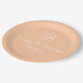 Assiettes En Carton Monogram name date Deep peach (Angle)