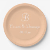 Assiettes En Carton Monogram name date Deep peach (Devant)