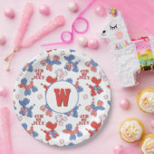 Assiettes En Carton Monogramme 4 juillet Chiens À Ballons (Fête)