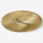 Assiettes En Carton Monogramme à huile d'or Girls Faux (Angle)