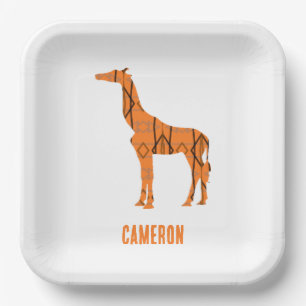 Assiettes En Carton monogramme Abstrait de silhouette de girafe
