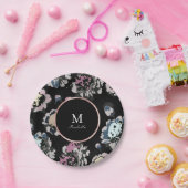 Assiettes En Carton monogramme abstrait noir classique moderne (Fête)