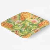 Assiettes En Carton Monogramme Ananas Fleurs verdure (Angulaire)