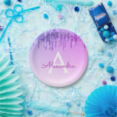 Assiettes En Carton Monogramme Anniversaire Paillettes et Brillants Vi (Fête)