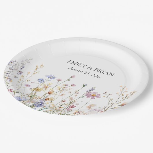 Assiettes En Carton Monogramme Aquarelle Rustique Joli Fleur sauvage C (Angle)