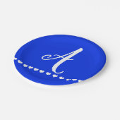 Assiettes En Carton Monogramme bleu et blanc initial (Angle)