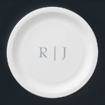 Assiettes En Carton Monogramme bleu poussiéreux Initiales Mariage mini<br><div class="desc">Conçu avec le modèle texte pour les initiales monogrammées que vous pouvez customiser!</div>