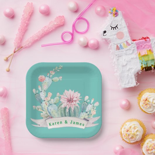 Assiettes En Carton Monogramme bleu sud-ouest (Fête)