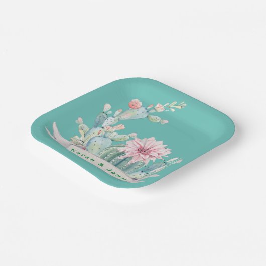 Assiettes En Carton Monogramme bleu sud-ouest (Angulaire)