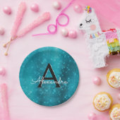 Assiettes En Carton Monogramme bleu turquoise (Fête)