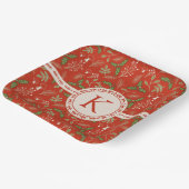 Assiettes En Carton Monogramme Bois de Noël Rouge (Angulaire)