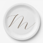 Assiettes En Carton Monogramme calligraphie Plaque unique moderne (Devant)