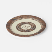 Assiettes En Carton Monogramme cardiaque Mariage rustique en Cercle no (Angle)