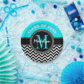 Assiettes En Carton Monogramme Chevron du secondaire (Fête)
