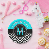 Assiettes En Carton Monogramme Chevron du secondaire (Fête)