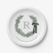 Assiettes En Carton Monogramme classique Cimier de couronne (Devant)