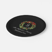 Assiettes En Carton Monogramme classique Holly Wreath Custom Christmas (Angle)