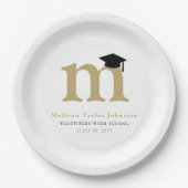 Assiettes En Carton Monogramme classique simple Fête de graduation mod (Devant)