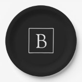 Assiettes En Carton Monogramme classique simple | Texte noir et blanc (Devant)