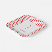 Assiettes En Carton Monogramme Coeurs rouges Couple Nom Mariage romant (Angulaire)