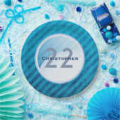 Assiettes En Carton Monogramme d'anniversaire - Nom et âge d'un cercle (Fête)