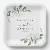 Assiettes En Carton Monogramme d'aquarelle Eucalyptus (Recto)