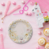 Assiettes En Carton monogramme de baby shower rose blanc (Fête)