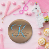 Assiettes En Carton Monogramme de bronze 🔑 Pecan élégant (Fête)