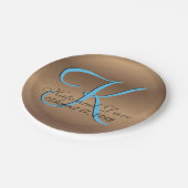 Assiettes En Carton Monogramme de bronze 🔑 Pecan élégant (Angle)