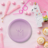 Assiettes En Carton Monogramme de chevauchement unique | Lavande douce (Fête)