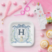 Assiettes En Carton Monogramme de chien bleu (Fête)