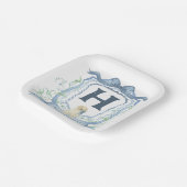 Assiettes En Carton Monogramme de chien bleu (Angulaire)