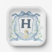 Assiettes En Carton Monogramme de chien bleu (Recto)