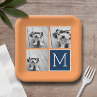 Monogramme de collection de photos orange et marin
