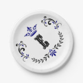 Assiettes En Carton Monogramme de couronne 'E' (Devant)