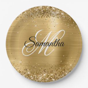 Assiettes En Carton Monogramme de fantaisie en papier d'aluminium pail