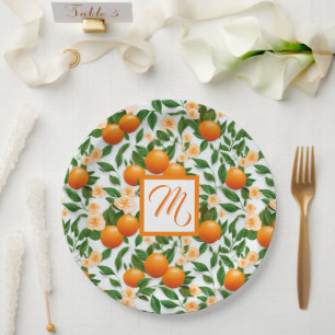 Assiettes En Carton Monogramme de Fleur d'Oranger de Valence
