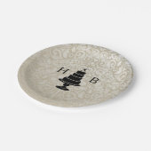 Assiettes En Carton Monogramme de gâteau mariage (Angle)