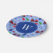 Assiettes En Carton Monogramme de golf rouge bleu et vert (Angle)